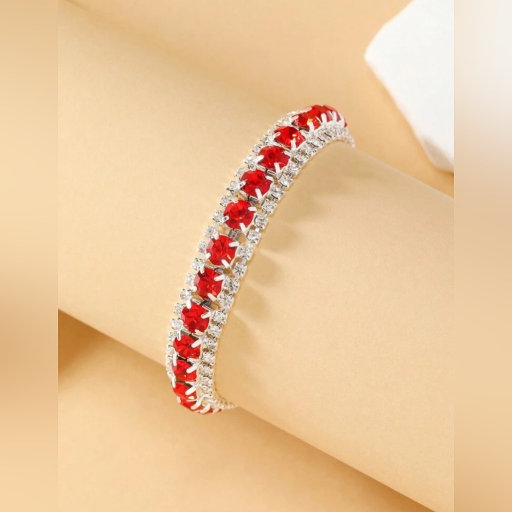 🌹 Rhinestone Bracelet - Red